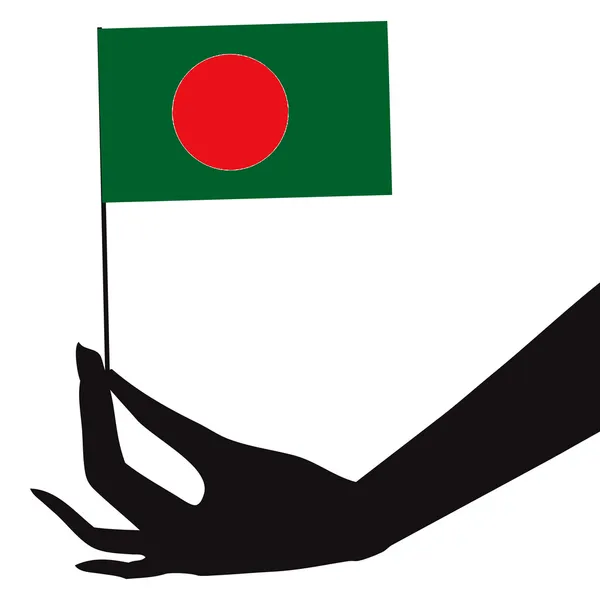 Bangladesh flag in his hand — Stock Vector