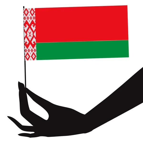 Vlag van Wit-Rusland in zijn hand — Stockvector