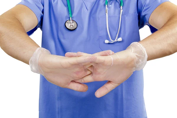 Läkare flexar sina händer — Stockfoto