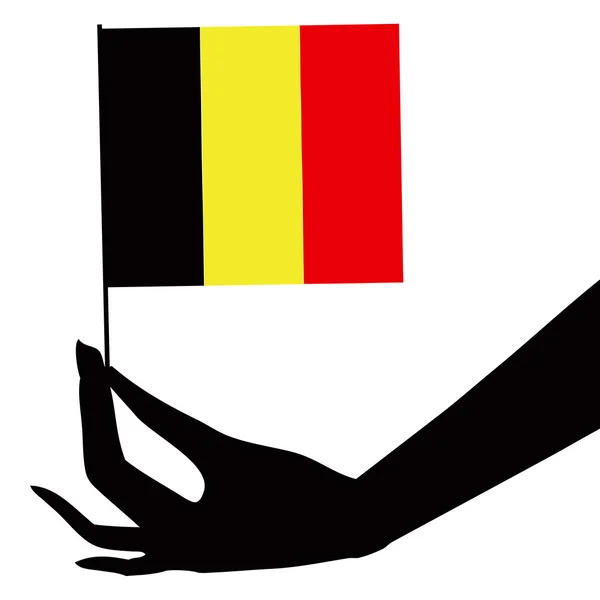 Bandeira da Bélgica em sua mão — Vetor de Stock