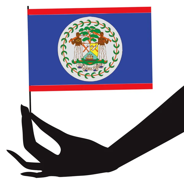 Bandeira de Belize em sua mão —  Vetores de Stock