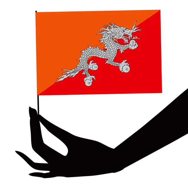 Bhutan vlag in zijn hand — Stockvector