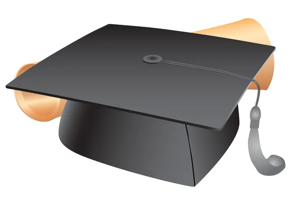 Öğrenci şapka ve diploma — Stok Vektör