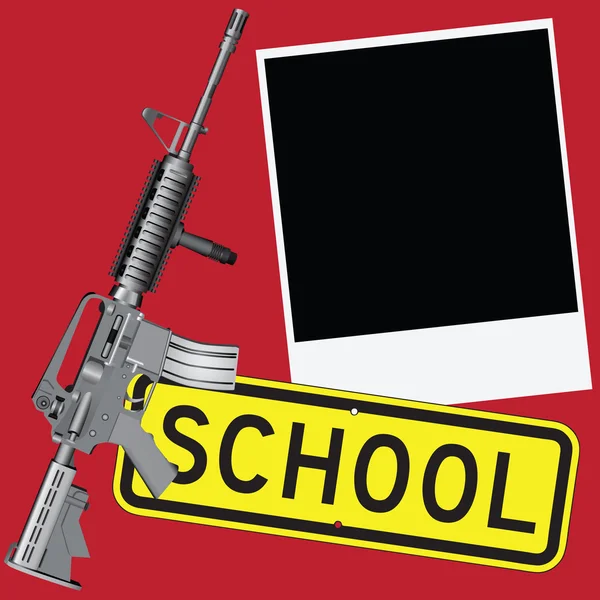 Weapons and school — Stock Vector