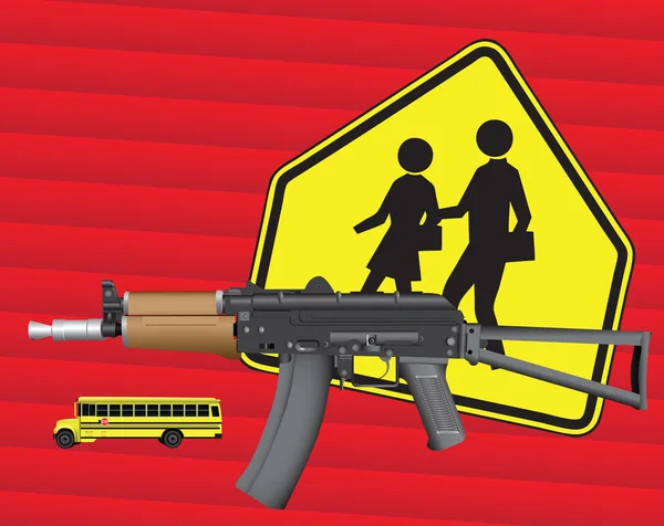 Silah ve okul — Stok Vektör