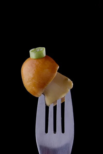 Champiñones en un tenedor — Foto de Stock