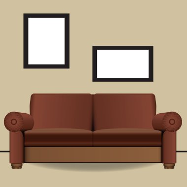 Sofa two places in interior clipart