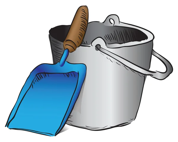 Φτυάρι και κάδο σκουπίδια — Διανυσματικό Αρχείο