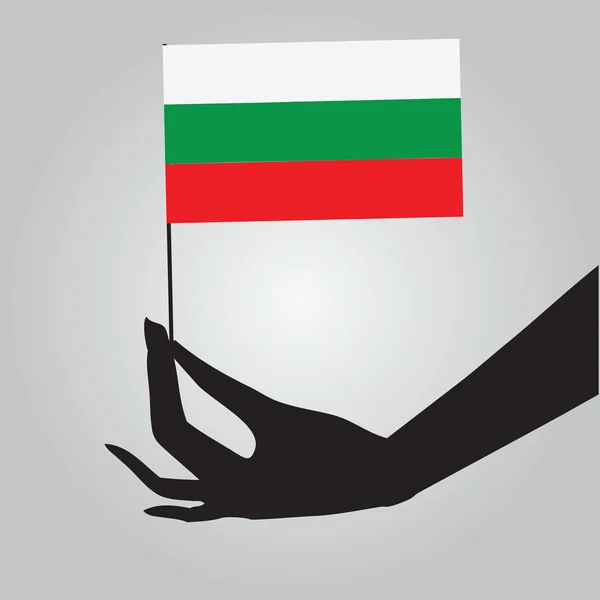 Bulgaria flag in his hand — Stock Vector