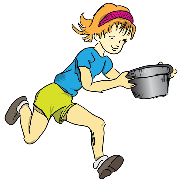 Fille avec un pot — Image vectorielle