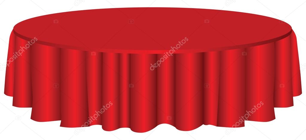 Round table with tablecloth