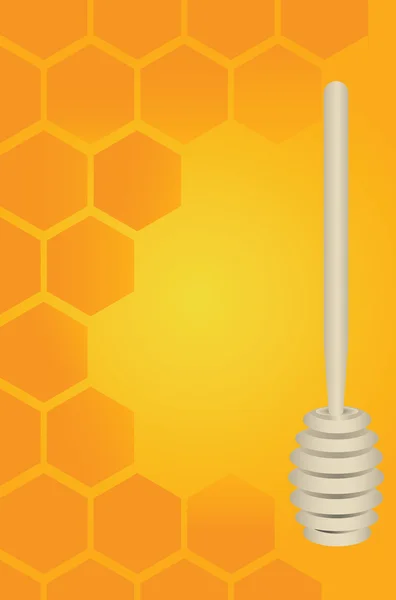Honey dipper and honeycomb — Stock Vector
