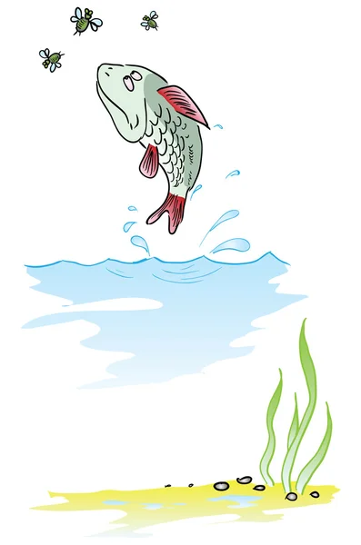 Vis uit het water springen — Stockvector