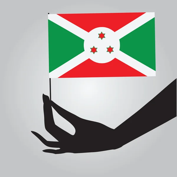 Bandeira do Burundi na mão — Vetor de Stock