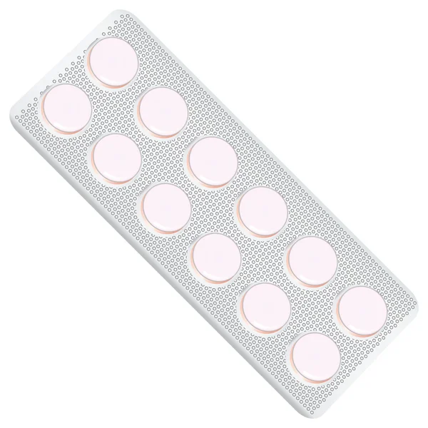 Placa com comprimidos cor de rosa — Vetor de Stock