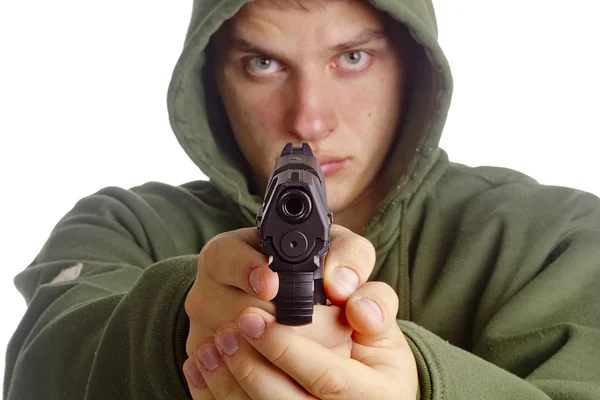 Pistol in hand — Stock Photo, Image