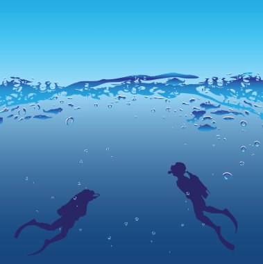 Underwater swimmers clipart