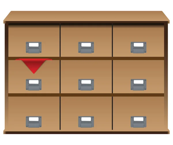 Låda arrangör med rött tyg — Stock vektor