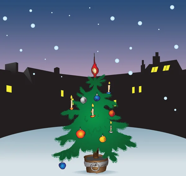 Kerstboom in de stad — Stockvector