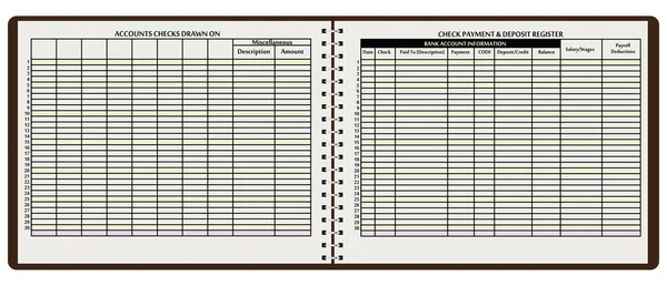 Cheque Pago y depósito Registro — Archivo Imágenes Vectoriales