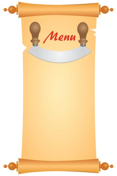 Menu with a knife — Stock Vector