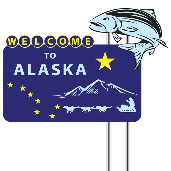 Alaska'ya hoş geldiniz standı — Stok Vektör