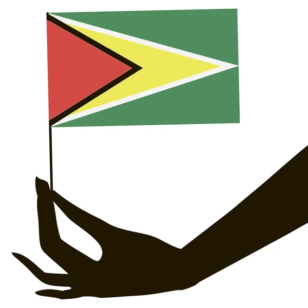 Hand with flag Guyana — Stock Vector