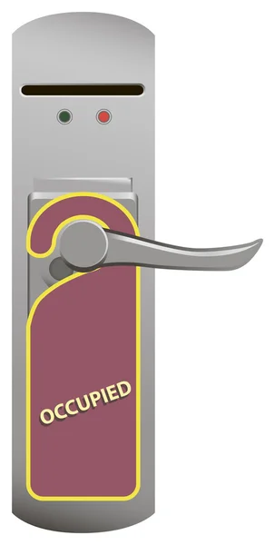 Warning on the door knob Occupied — Stock Vector