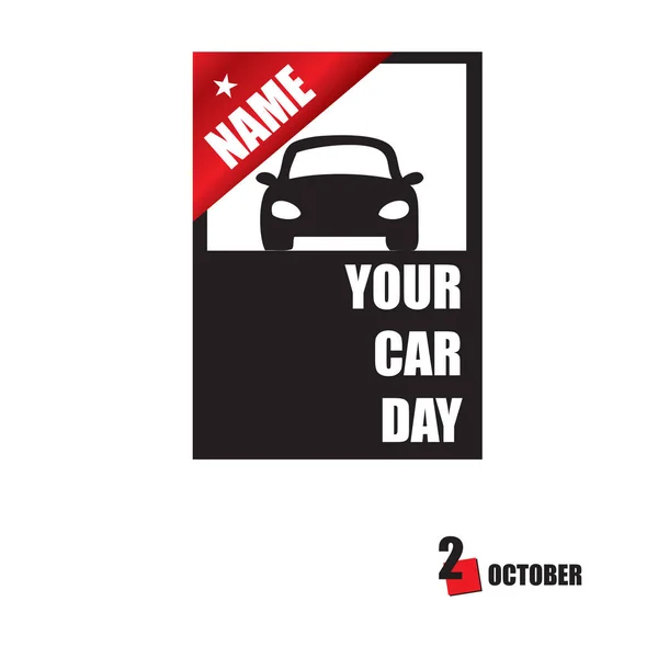 Evento Calendário Comemorado Outubro Nome Seu Dia Carro — Vetor de Stock
