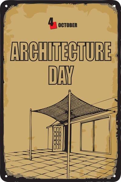 Παλιά Vintage Σημάδι Για Την Ημερομηνία Ημέρα Αρχιτεκτονικής Εικονογράφηση Διανύσματος — Διανυσματικό Αρχείο