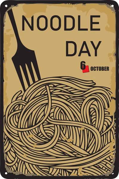 Stary Znak Vintage Daty Noodle Day Wektor Ilustracji Wakacje Imprezy — Wektor stockowy