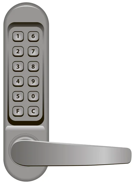 Door handle with combination lock — Stock Vector