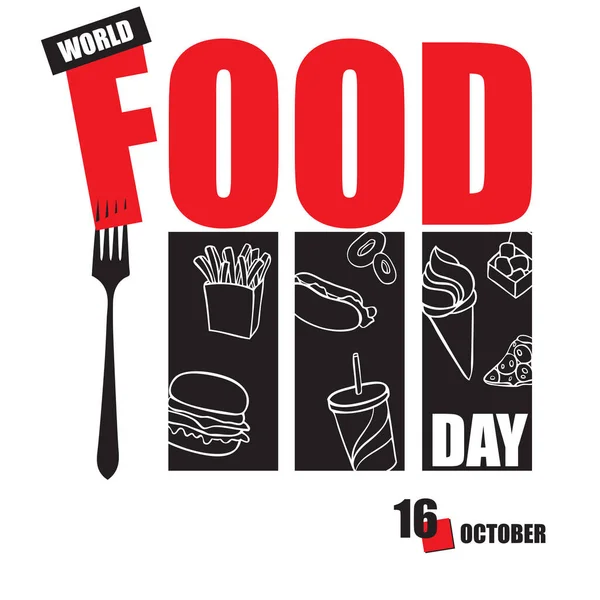 Kalendarz Obchodzony Jest Październiku Dzień Żywności — Wektor stockowy