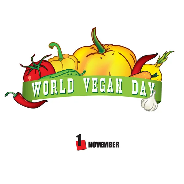 Het Kalenderevenement Wordt Gevierd November Wereld Veganistische Dag — Stockvector