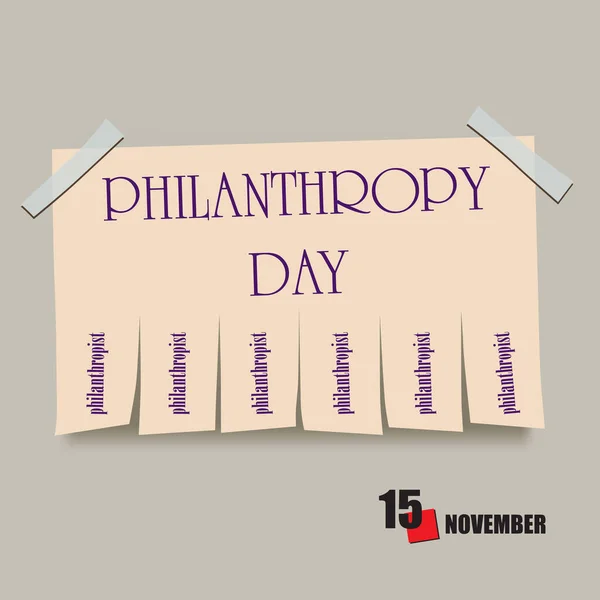 Evento Del Calendario Celebra Noviembre Día Filantropía — Vector de stock