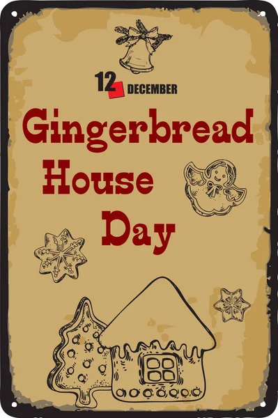 Sinal Safra Velho Data Dia Casa Gingerbread Ilustração Vetorial Para — Vetor de Stock