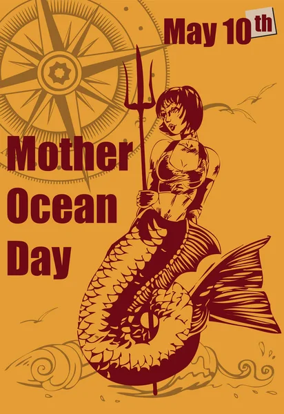 Celebración Del Día Del Medio Ambiente Día Madre Océano Mayo — Vector de stock