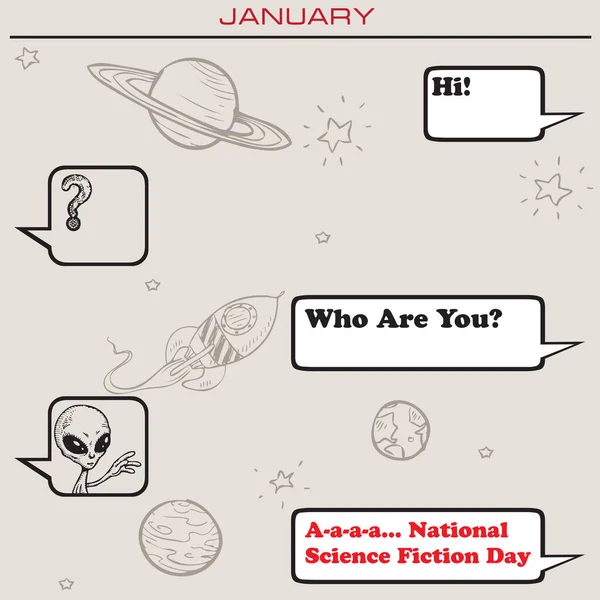 Congratulatory Correspondence Electronic Format Date January National Science Fiction Day — Wektor stockowy