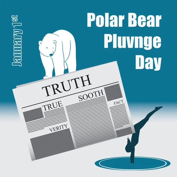 Newspaper Page Holiday Polar Bear Plunge Day — Stock vektor