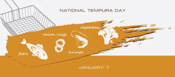 Card Event January Day National Tempura Day — Vettoriale Stock