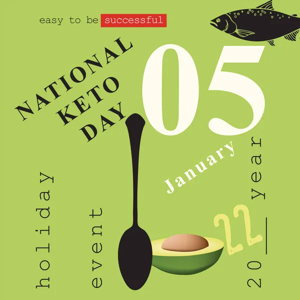 Calendar Event Celebrated January National Keto Day — 图库矢量图片
