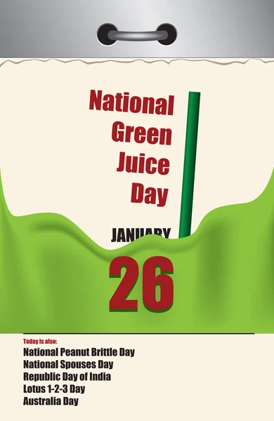 Old Style Multi Page Tear Calendar National Green Juice Day — 스톡 벡터