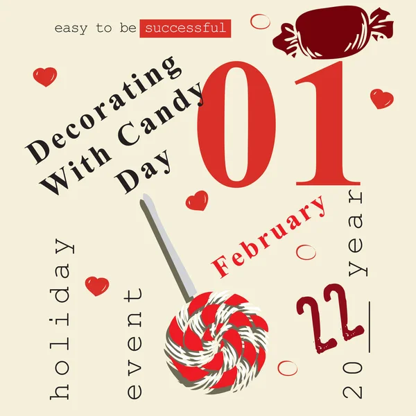 Evento Del Calendario Celebra Febrero Decoración Con Día Del Caramelo — Archivo Imágenes Vectoriales