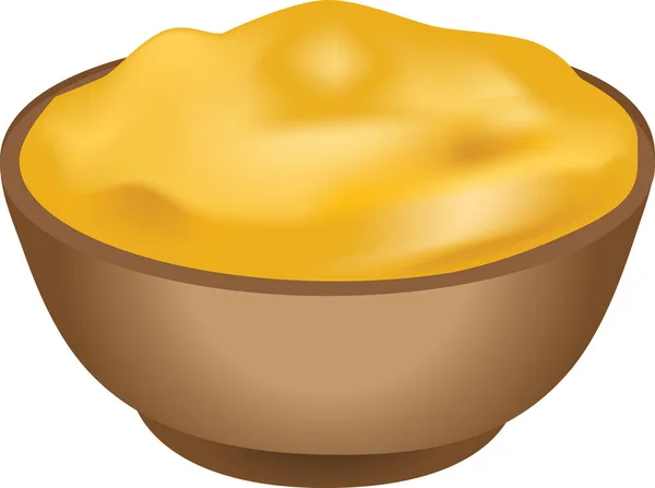 Cerámica Con Salsa Queso Aislada Sobre Fondo Blanco — Vector de stock