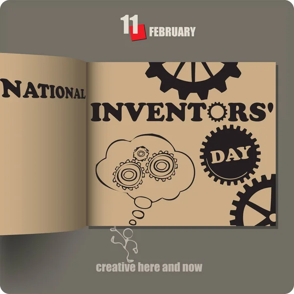 2月の日付で広がるアルバム National Inventors Day — ストックベクタ