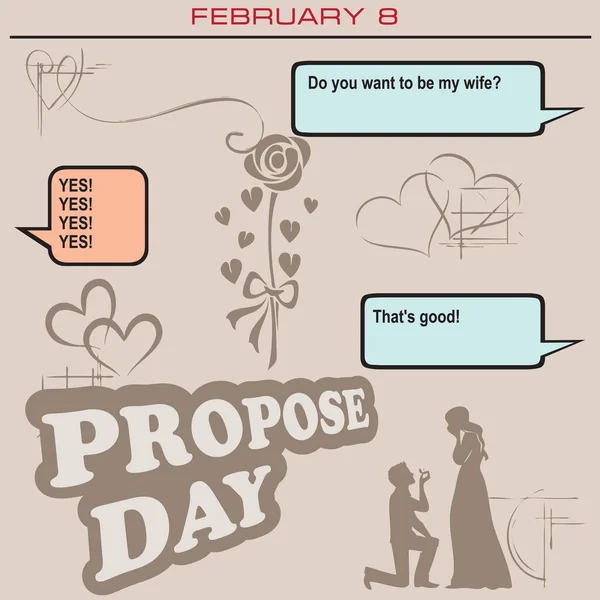Correspondence Electronic Format Date February Propose Day — Stock Vector