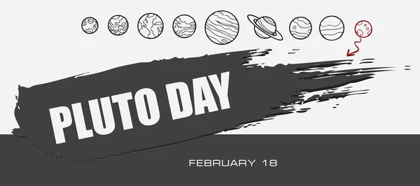 Kort För Evenemang Februari Dag Pluto Day — Stock vektor