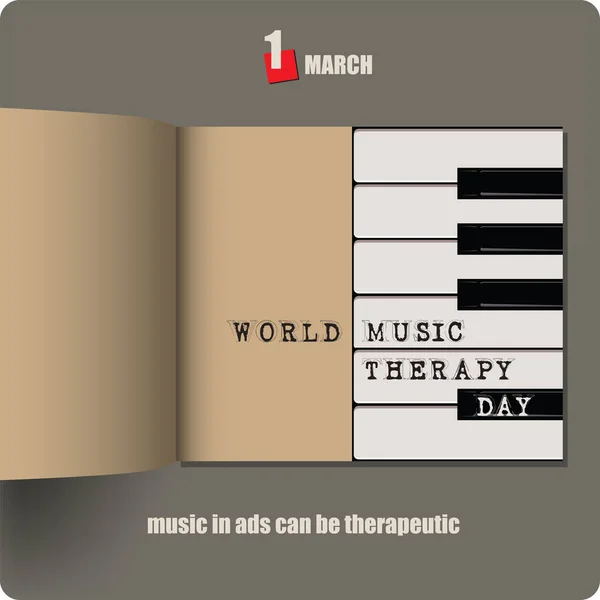 Albumspridning Med Datum Mars World Music Therapy Day — Stock vektor