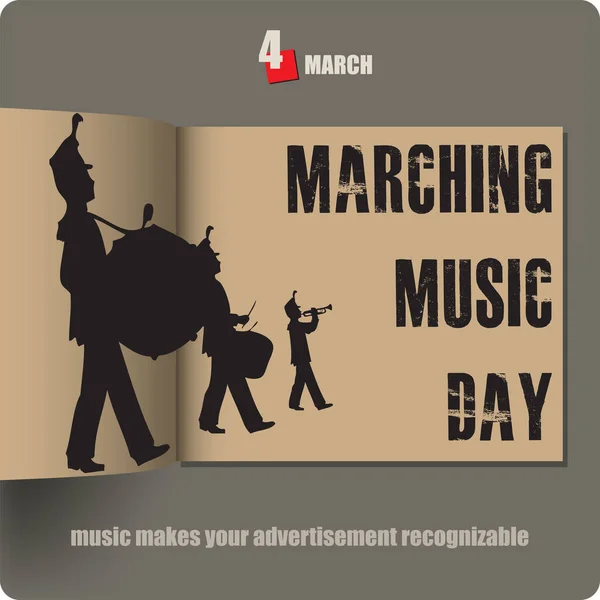 Diffusion Album Avec Une Date Mars Marching Music Day — Image vectorielle