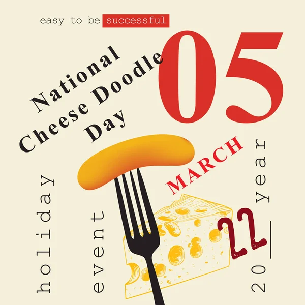 日历上的活动是在3月 全国奶酪涂鸦日庆祝的 — 图库矢量图片